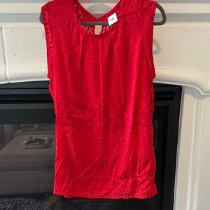 CAbi Red Sleeveless Cut Out Blouse